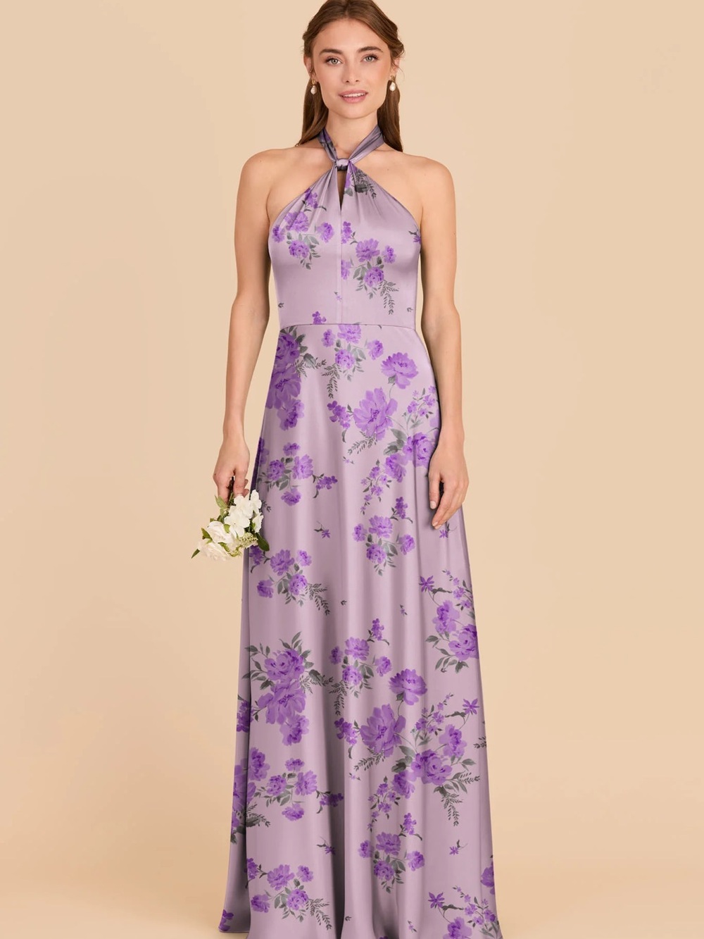 Birdy Grey Monica Matte Satin Dress - Lavender Multi Whimsical Blooms